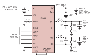 LTC3559电池充电器+DC/DC参数介绍及中文PDF下载