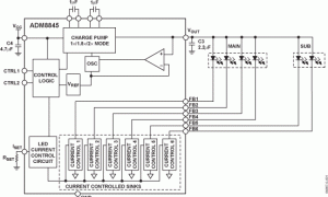 ADM8845无电感器型(充电泵)LED驱动器参数介绍及中文PDF下载